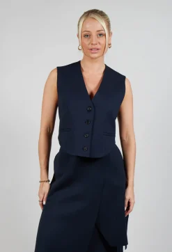 Mei Meij Jackets^Cropped Waistcoat in Blue Nights