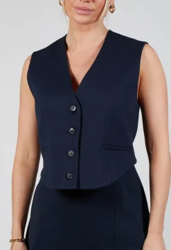 Mei Meij Jackets^Cropped Waistcoat in Blue Nights
