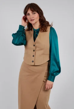 Mei Meij Jackets^Cropped Waistcoat in Camel