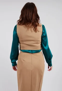 Mei Meij Jackets^Cropped Waistcoat in Camel