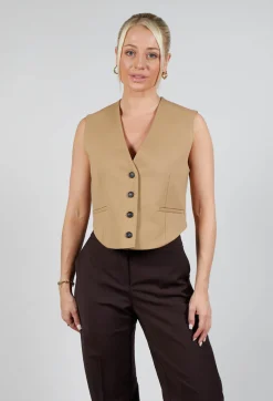 Mei Meij Jackets^Cropped Waistcoat in Camel