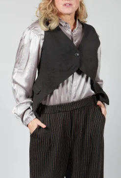 Rundholz Mainline Tops^Cropped Waistcoat in Espresso Cloud