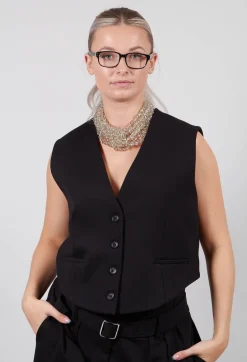 Mei Meij Jackets^Cropped Waistcoat in Nero