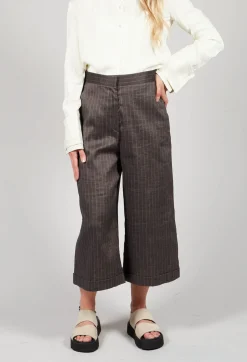 Malloni Co-ords & Suits^Cropped Wide Fit Striped Tailored Trousers in Balinese Fango