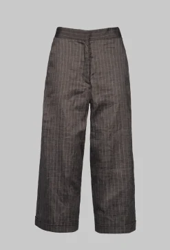 Malloni Co-ords & Suits^Cropped Wide Fit Striped Tailored Trousers in Balinese Fango