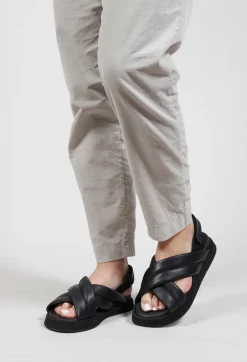 Lofina Sandals^Cross Over Strap Sandals in Gasoline Nero