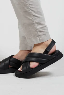 Lofina Sandals^Cross Over Strap Sandals in Gasoline Nero