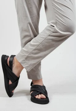 Lofina Sandals^Cross Over Strap Sandals in Gasoline Nero