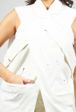 Nostra Santissima Jackets^Crossed Gilet in White and Black Spots