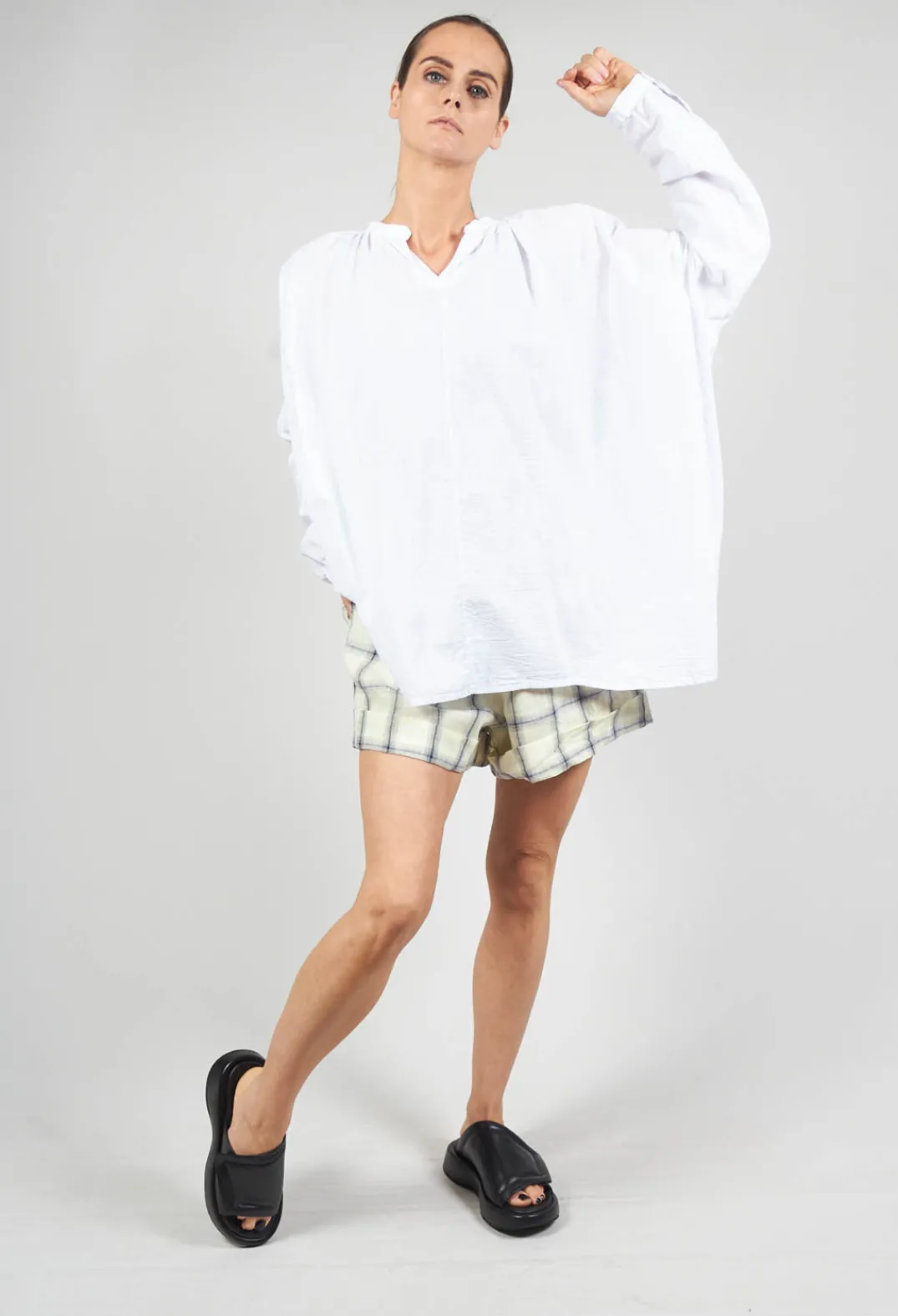 Collectors Club Shorts^Cuffed Hem Shorts in Yellow and Blue Check