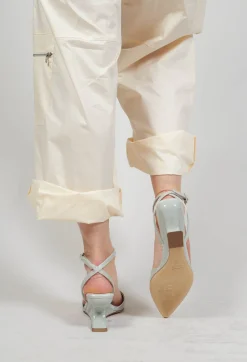 Malloni Heels^Curved Slingback Heel in Blue Baby