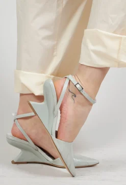 Malloni Heels^Curved Slingback Heel in Blue Baby