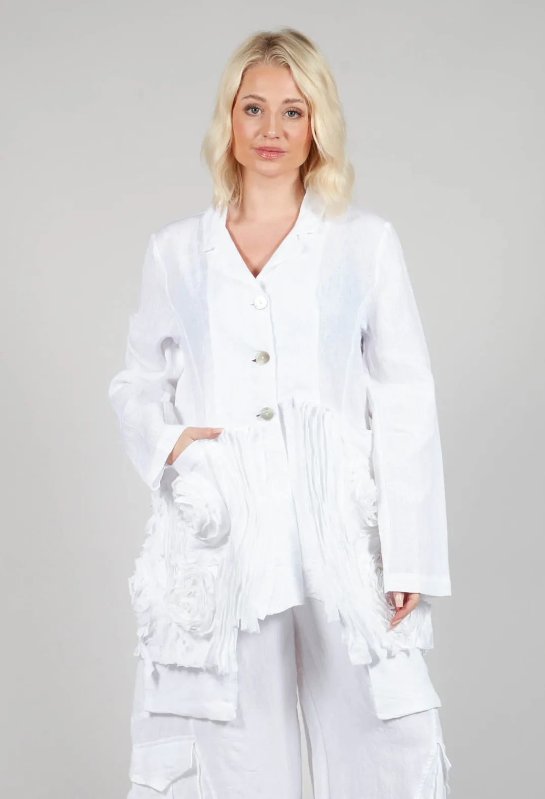Tadashi Jackets^3D Floral Jacket in White