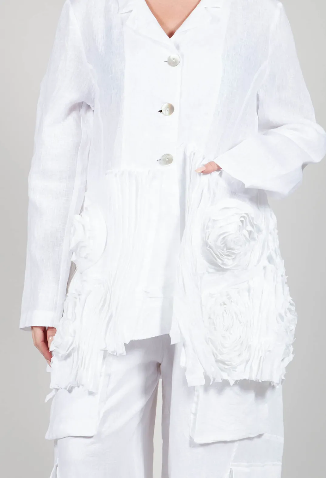 Tadashi Jackets^3D Floral Jacket in White