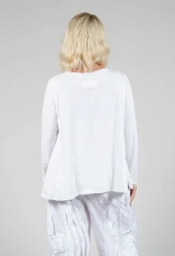 Tadashi Tops^3D Flower and Print Top in White