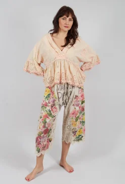 Magnolia Pearl Tops^Dear Liza Eyelet Blouse in Kiss Molly