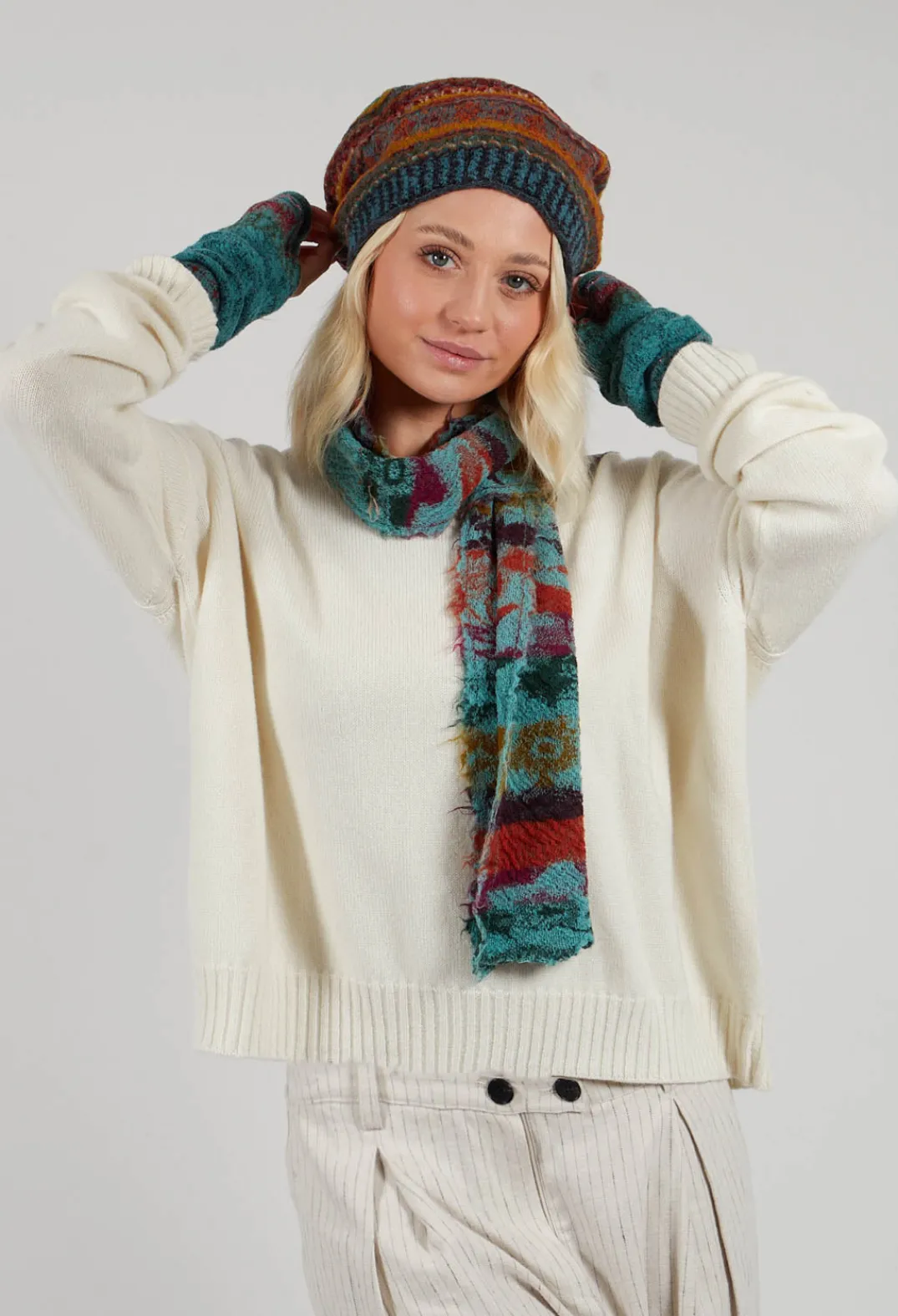 Butapana Hats^Decorative Wool Hat in Turquoise