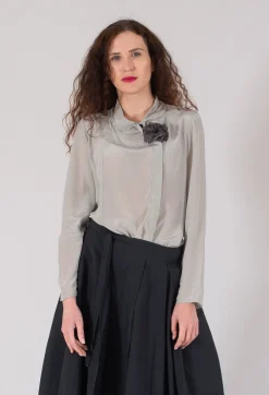 Jayko Shirts & Blouses^Deneb Silk Shirt in Grey