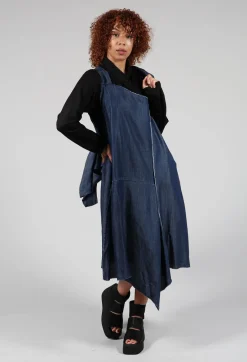 Moyuru Dresses^Denim Asymmetric Dress in Blue
