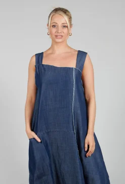 Moyuru Dresses^Denim Asymmetric Dress in Blue