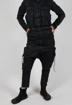 Rundholz Dip Trousers^Denim Drop Crotch Trousers in Black Coated Jeans