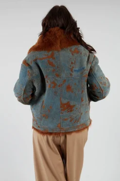 Artico Jackets^Denim Jacket with Fur Lining and Trim