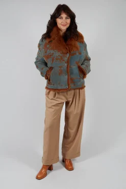 Artico Jackets^Denim Jacket with Fur Lining and Trim