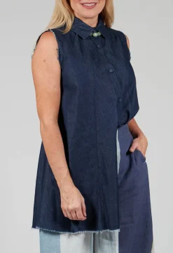 Amici Shirts & Blouses^Denim Sleeveless Shirt in Indigo