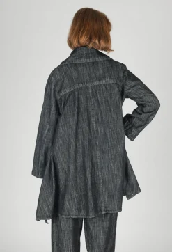Tadashi Coats^Denim Style Coat in Black