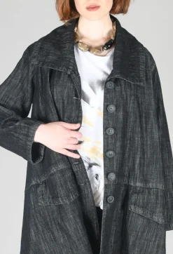 Tadashi Coats^Denim Style Coat in Black