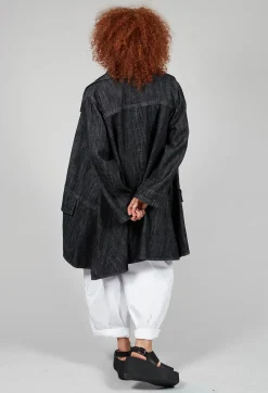 Tadashi Coats^Denim Style Coat in Black