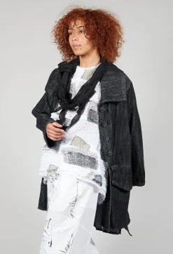 Tadashi Coats^Denim Style Coat in Black