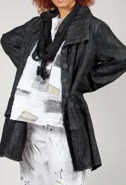 Tadashi Coats^Denim Style Coat in Black