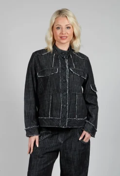 Tadashi Jackets^Denim Style Top in Black