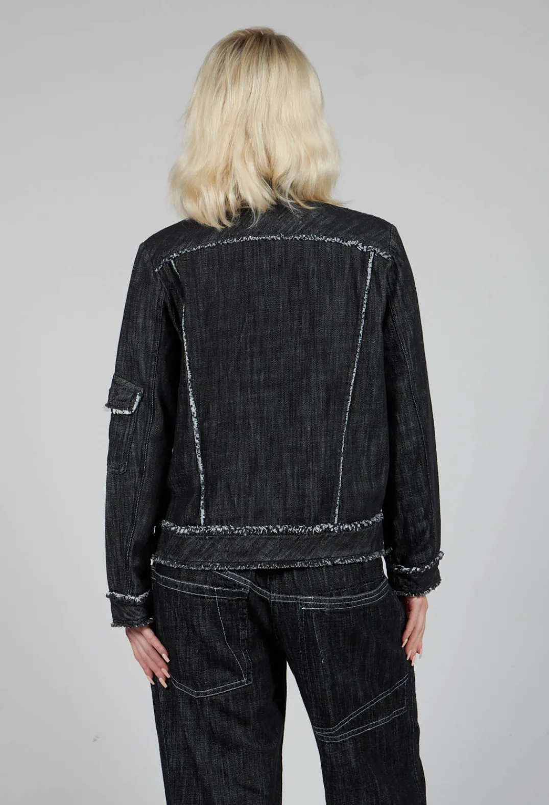 Tadashi Jackets^Denim Style Top in Black
