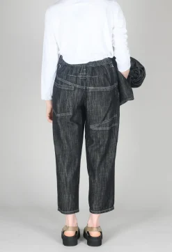 Tadashi Trousers^Denim Style Trousers in Black