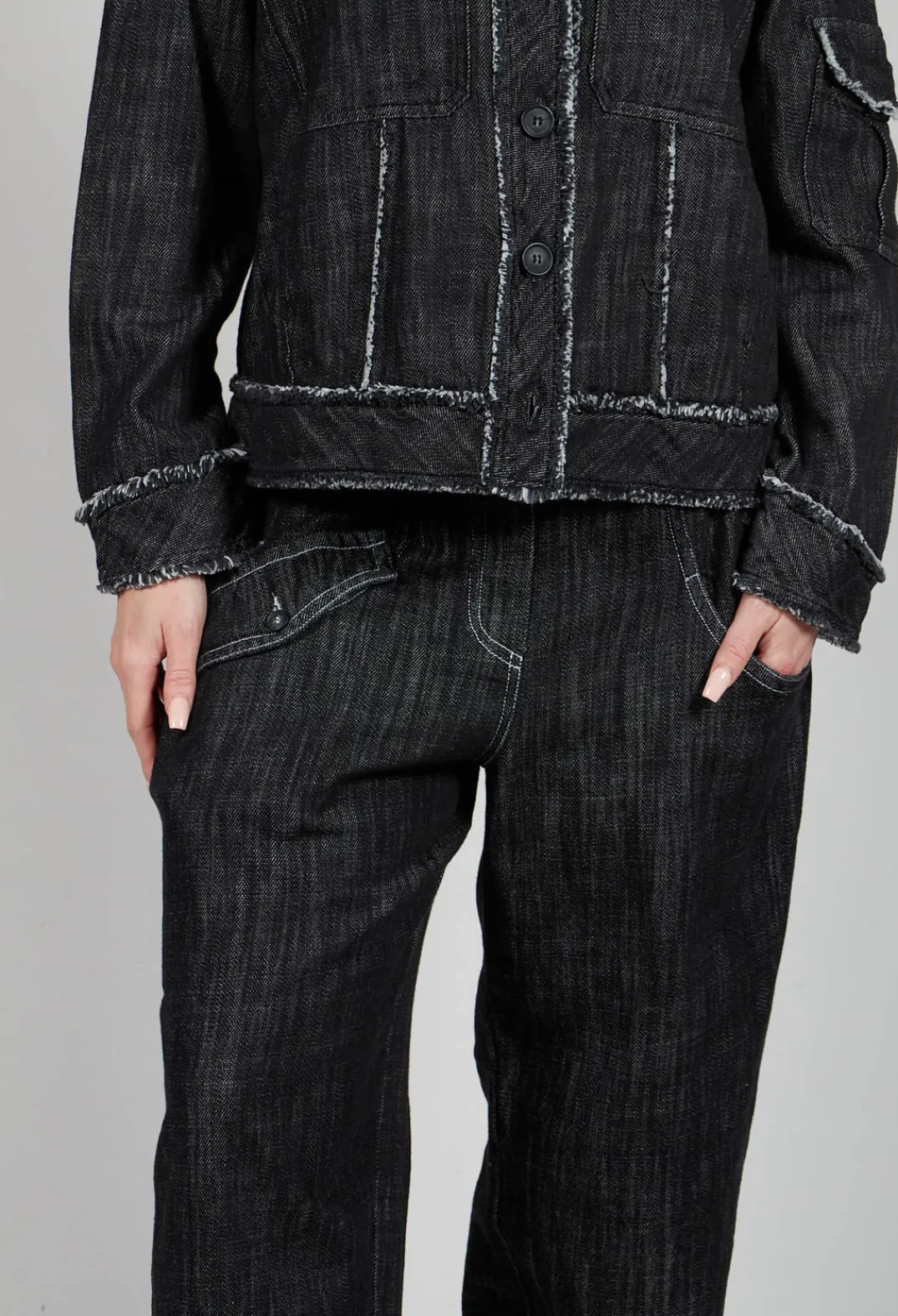 Tadashi Trousers^Denim Style Trousers in Black