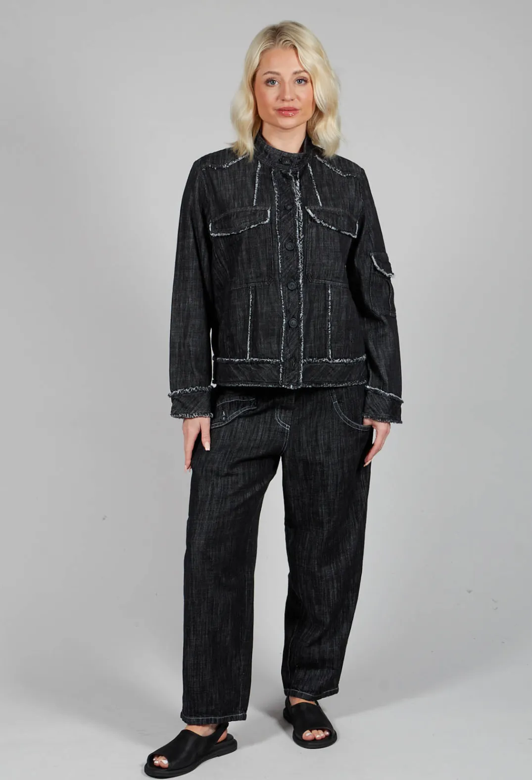 Tadashi Trousers^Denim Style Trousers in Black