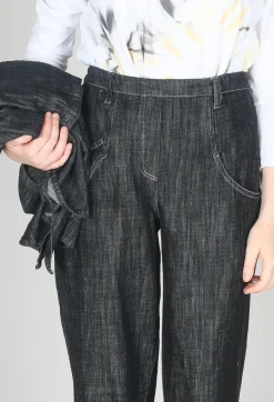 Tadashi Trousers^Denim Style Trousers in Black