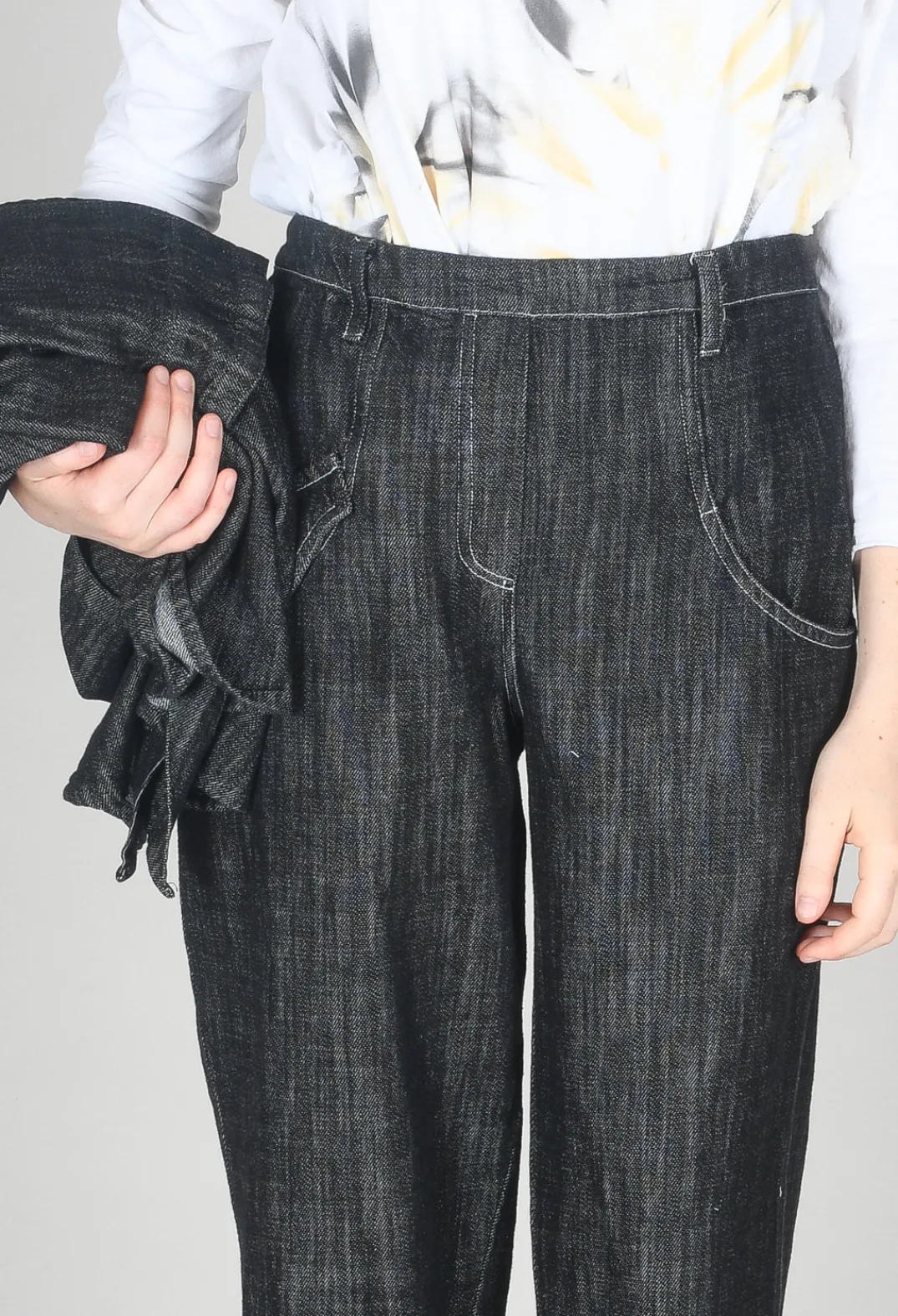Tadashi Trousers^Denim Style Trousers in Black