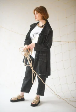 Tadashi Trousers^Denim Style Trousers in Black