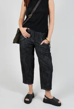 Tadashi Trousers^Denim Style Trousers in Black