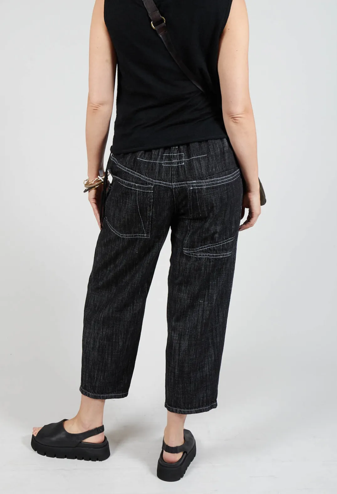 Tadashi Trousers^Denim Style Trousers in Black