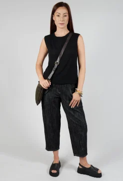 Tadashi Trousers^Denim Style Trousers in Black