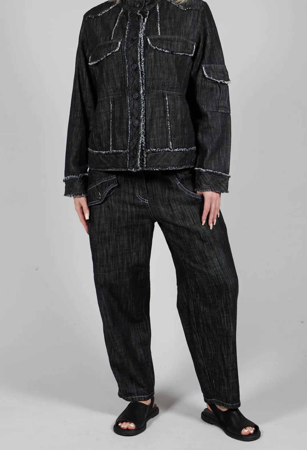 Tadashi Trousers^Denim Style Trousers in Black