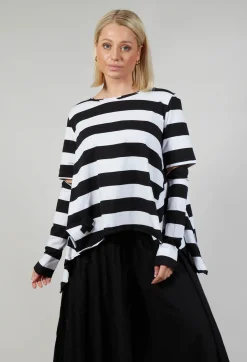 Pluslavie Tops^Detached Sleeve T-shirt in Block Stripe