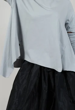 Pluslavie Tops^Detached Sleeve T-shirt in Light Grey