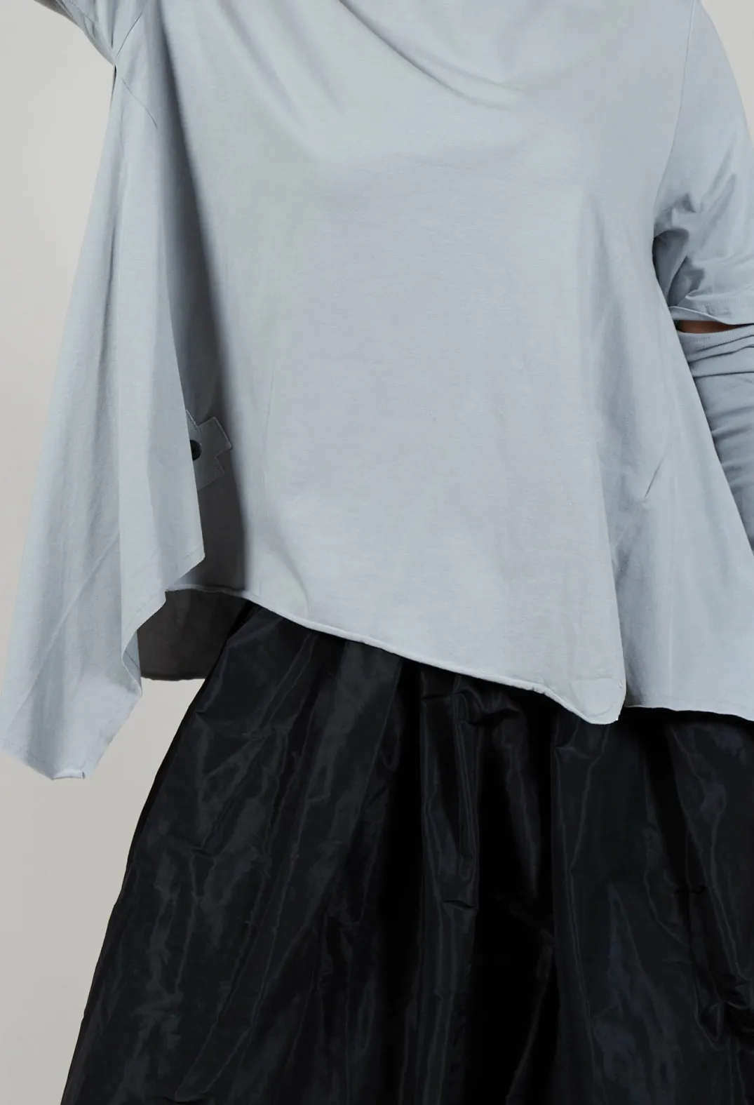 Pluslavie Tops^Detached Sleeve T-shirt in Light Grey