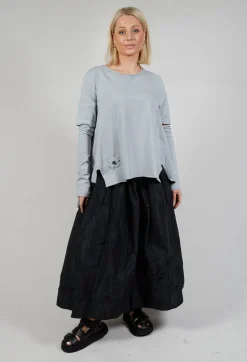 Pluslavie Tops^Detached Sleeve T-shirt in Light Grey