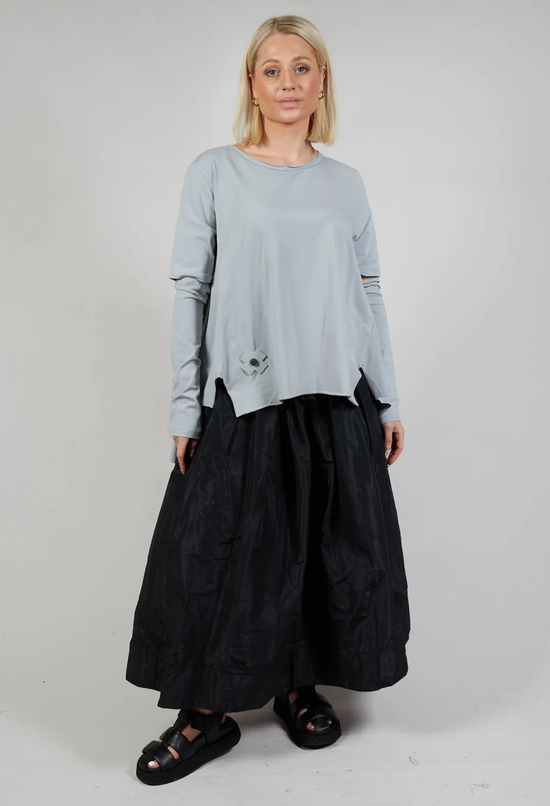 Pluslavie Tops^Detached Sleeve T-shirt in Light Grey